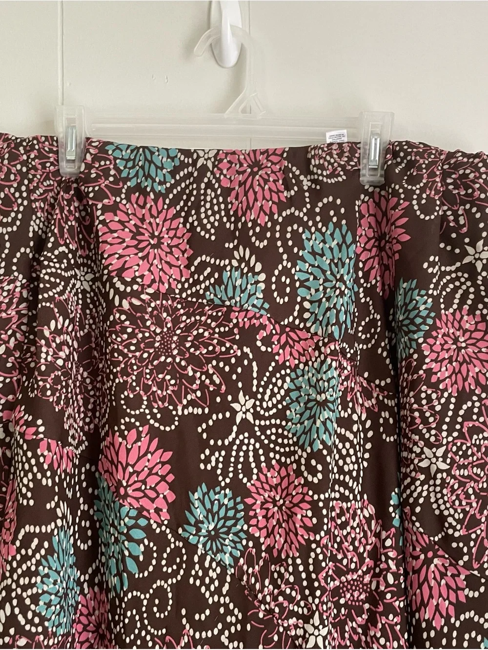 Cato Brown A-Line Skirt with Pink and Blue Floral Print